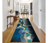 Hallway Runner Rugs Small Blue Gold Green Abstract Carpets Runners 1M 1.5M 2M 2.5M 3M 3.5M 4M 4.5M 5M 6M 7M 8M 9M Area Rug for Hallways Living Room Hall Balcony Carpet 50x400cm