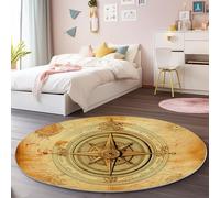 Hallway Runner Rugs Tan 50 x 150 cm, Non-Slip Rubber Backing Washable Long Hall Floor Carpet Retro Nautical Compass Low Pile Runners for Bedroom Living Room Entryway Kitchen