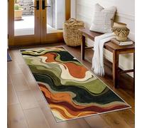 Hallway Runner Swirl, Washable Runner Rug Abstract Colorful 60 x 220, for Kitchen, Entryway, Bedroom Decor, Non Slip Low Pile Indoor Floor Carpet j1001