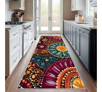 Hallway Runner Vintage Mandala, Washable Runner Rug Abstract Geometric Circle Ethnic Tribal 65 x 120, for Kitchen, Entryway, Bedroom Decor, Non Slip Low Pile Indoor Floor Carpet i1636