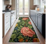 Hallway Runner William Morris, Washable Runner Rug Art Nouveau Flower 70 x 300, for Kitchen, Entryway, Bedroom Decor, Non Slip Low Pile Indoor Floor Carpet i1283