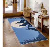 Hallway Runner Wolf, Washable Runner Rug Wolves Moon 100 x 200, for Kitchen, Entryway, Bedroom Decor, Non Slip Low Pile Indoor Floor Carpet j2011