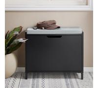 SoBuy FSR151-K-SCH, Hallway Shoe Bench Shoe Rack Shoe Cabinet with Seat Cushion and Flip-drawer, Black