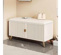 Hallway Shoe Bench Shoe Rack With Door,Shoe Rack Bench Shoe Storage Organizer With Seat, Wooden Storage Bench With Padded Seat Cushion For Hallway Entryway Bed Room(Size:60*30*50cm,Color:White Gold)