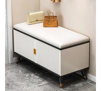 Hallway Shoe Bench with Storage Wooden Shoe Rack Organizer with Padded Seat Cushion Entryway Shoe Storage Bench Stylish Black & Gold Design (60x30x50cm)