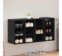 Hallway Shoe Cabinet Black Oak 103 x 30 x 51 cm Engineered Wood Slim Unit Shelf
