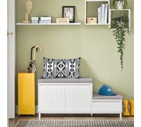 Sobuy Fsr172-W, Hallway Storage Bench Shoe Bench Shoe Cabinet With 2 Seats,white,w65Xd35Xh45