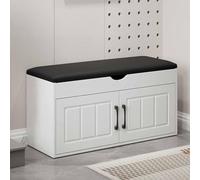 Hallway Storage Bench with Cushion Seat & 2 Doors - Stylish Shoe Rack & Entryway nizer for Home Storage Solutions & Space Saving Furniture