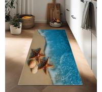 Hallway Summer Beach Shells Starfish Runner Rug 60 x 180 cm, Natural Landscape Printed Non-Slip Carpet Runners - Washable Entrance Kitchen Long Carpet for Living Room Entryway Bathroom Laundry Room