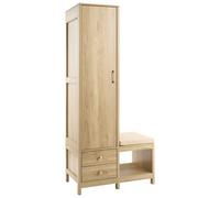 Hallway Wardrobe with Bench GRAFTON Light Brown