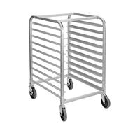 HALLY SINKS & TABLES H Bun Pan Rack 10 Tier with Wheels, Commercial Bakery Racking of Aluminum for Full & Half Sheet - Kitchen, Restaurant, Cafeteria, Pizzeria, Hotel and Home, 26" L x 20" W x 38" H