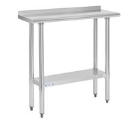 Hally Stainless Steel Table for Prep & Work 14 x 36 Inches, NSF Commercial Heavy Duty Table with Undershelf and Backsplash for Restaurant, Home and Hotel