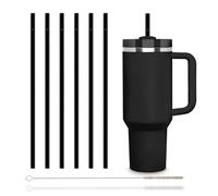 Halm 6X Stanley Quencher Tumbler Glass Straws Black Reusable Replacement Straws for Tumbler with Handle Stainless Steel Drinking Cup Accessory BPA-Free & Dishwasher Safe