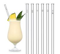 Halm Baltic Sea Motif Edition | 6 Pieces Straight 23 cm with Engraving | Holiday Ocean Beach Lighthouse Shell Mini Decor Present | Reusable Glass Drinking Straws Engraved - Glass Sippers