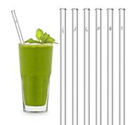Halm Glass Drinking Straws - Earth Day Edition - Animal Species Set - 6 Pieces Straight 20 cm with Engraving - Reusable Glass Sippers - Glass Straws