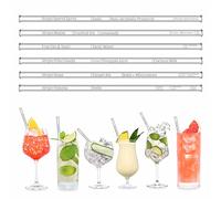 Halm Glass Straws 6X Engraved with mocktail Recipes with Measurements for Flawless Mixing Alcohol-Free Cocktails Virgin Mojito, Aperol Spritz, Free Gin-Tonic, Pina Colada, Paloma, Hugo