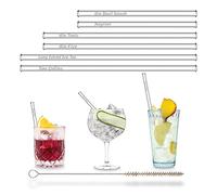 Halm Glass Straws Gin Cocktails | 6 Glass Drinking Tubes, 3 Lengths Cocktail Names | Engraved Gin Glasses Sayings | Glass Straws Gin Gift Set for Gin and Tonic Glasses | Drinking Straws Present