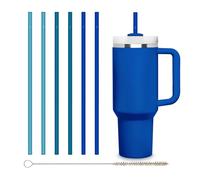 HALM Stanley Quencher Tumbler Glass Straws Blue Reusable Replacement Straws for Tumbler with Handle Stainless Steel Drinking Cup Accessory BPA-Free & Dishwasher Safe