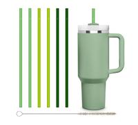 HALM Stanley Quencher Tumbler Glass Straws Green Reusable Replacement Straws for Tumbler with Handle Stainless Steel Drinking Cup Accessory BPA-Free & Dishwasher Safe