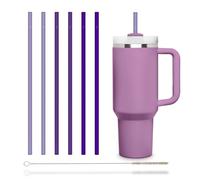 HALM Stanley Quencher Tumbler Glass Straws Purple Reusable Replacement Straws for Tumbler with Handle Stainless Steel Drinking Cup Accessory BPA-Free & Dishwasher Safe