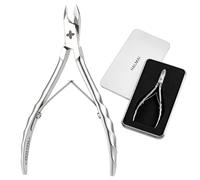 HALMAI Professional Cuticle Nippers, Extremely Sharp Stainless Steel Trimmer & Clipper for Dead Skin and Hangnails, 7mm Jaw Precision with Non-Slip Wavy Handle for Manicure Pedicure, Silver Gray