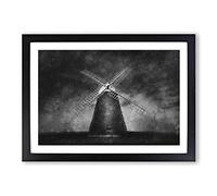 Halnaker Windmill in Chichester Painting Framed Print | A2 Black Framed Wall Art | Ready to Hang | Modern Historical Picture | Living Room Bedroom Lounge Office