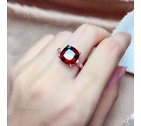 Halo Art Deco Ruby Engagement Ring Square Cubic Zirconia 925 Sterling Silver Fake Diamond Rings for Women CZ Wedding Party Statement Cocktails Classic Fashion Open Bands Adjustable Rings