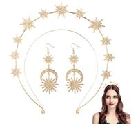 Halo Crown Earrings With Rhinestones, Vintage Tiara Headpieces For Weddings, Cosplay & Halloween Parties