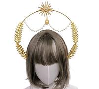 Halo-Crown Headband For Women Virgin-Mary Wedding Headband Hairband Boho-Tiara Headdress Party Headpiece