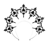 Halo Crown Lolita Halloween Headdress Halloween Crown Gothic Headpiece Halloween Tiara Black Halo Headband Greek Goddess Headpiece Baroque Mary Headband Headdress for Cosplay Party