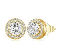 Halo Cz Stud Earrings 925 Sterling Silver Hypoallergenic Classic Elegant Earrings Fashion Jewellry