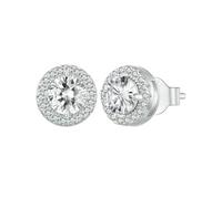 Halo Cz Stud Earrings 925 Sterling Silver Hypoallergenic Classic Elegant Earrings Fashion Jewellry