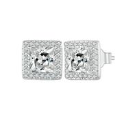 Halo Cz Stud Earrings 925 Sterling Silver Hypoallergenic Classic Elegant Earrings Fashion Jewellry