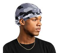 Halo Durag for Men - Stretch Chemo Turban Cap - Pre-tied Modal Silk Satin Lined Head Wrap - Hair Loss Cap