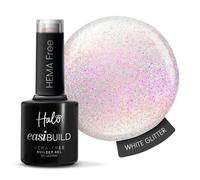Halo Easibuild Builder Gel 8ml - White Glitter. UV/LED Builder Gel For Nails, Natural Growth & Nail Strengthener. White Glitter Hema Free Builder Gel For Nail Art & Professional Manicure Repair