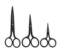 HALO FORGE Sewing Scissors Set: Titanium Forged Stainless Steel Sharp Pointed Tip Precision Cutting Small Black Shears - for Embroidery Craft Paper Wool Art Work Office Home, 2.5/3.5 Inch and 6 Inch