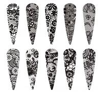 Halo Gel Nails - Create - Nail Foils - Black Lace (Pack Of 10) (NA802)