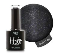 Halo Gel Polish 8ml - Black Magic. UV/LED Gel Nail Polish, Long Lasting & Easy To Apply. Nail Art Colours For Manicure & Pedicure. Gel Polish For Professional & Home Use.