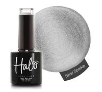 Halo Gel Polish 8ml - Silver Sparkle. UV/LED Gel Nail Polish, Long Lasting & Easy To Apply. Nail Art Colours For Manicure & Pedicure. Gel Polish For Professional & Home Use.