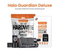 Halo Guardian 2K+ Dual Dash Cam with 3.2" Screen, Parking Mode & Quick Release mounting With 64GB SD Card & Hardwiring Kit Bundle