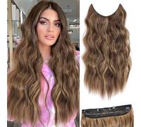 Halo Hair Extensions 20 Inch Invisible Wire Hair Extension Adjustable Long Wavy Hair Extensions (Honey Blonde Mixed Medium Brown)