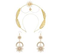Halo Headband - 2PCS Gold Headband and Star Moon Earrings, Gold Tiara, Gold Hair Accessories for Women, Star Headband, Greek Crown, Gold Crown Headband, Greek Goddess Headpiece, Goddess Headpiece