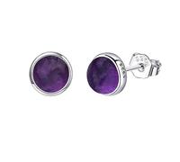 Halo/Heart/Round Gemstone Earrings Stud Sterling Silver Larimar/Turquoise/Lapis Lazuli/Rose Quartz/Amethyst/Carnelian/Opal Earrings for Women Natural Gemstone Jewelry Gift for Women
