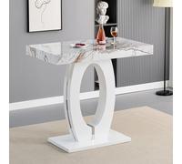 halo high gloss bar table in white and milo marble effect
