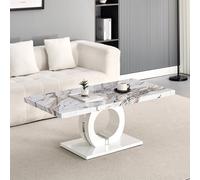 halo high gloss coffee table in white and milo marble effect