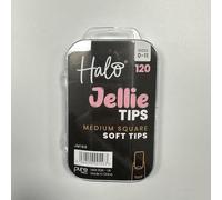 Halo Jellie Nail Tips Medium Square Mixed Pack of 120 (Sizes 0-11)
