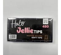 Halo Jellie Nail Tips Medium Square Mixed Pack of 480 (Sizes 0-11)