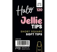 Halo Jellie Nail Tips Short Square Mixed Pack of 120 (Sizes 0-11)