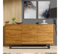 Halo Loft Sideboard 160cm - Industrial-Style Sideboard with Rustic, Oak & Black Matt Doors Creative Furniture Brown One Size