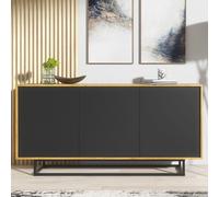 Halo Loft Sideboard 160cm - Industrial-Style Sideboard with Rustic, Oak & Black Matt Doors Creative Furniture Multi One Size